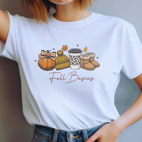 Fall Basic Graphic Tee Pumpkin Cozy Season Autumn Sweater Weather T-Shirt - Picture 1 of 4